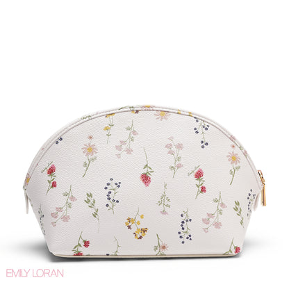 CHIC WOVEN MAKEUP BAG WITH EMBOSSED LOGO