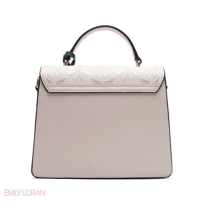 EMBOSSED FLORAL TOP-HANDLE SATCHEL BAG
