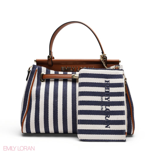 EMILY LORAN STRIPED CANVAS BAG