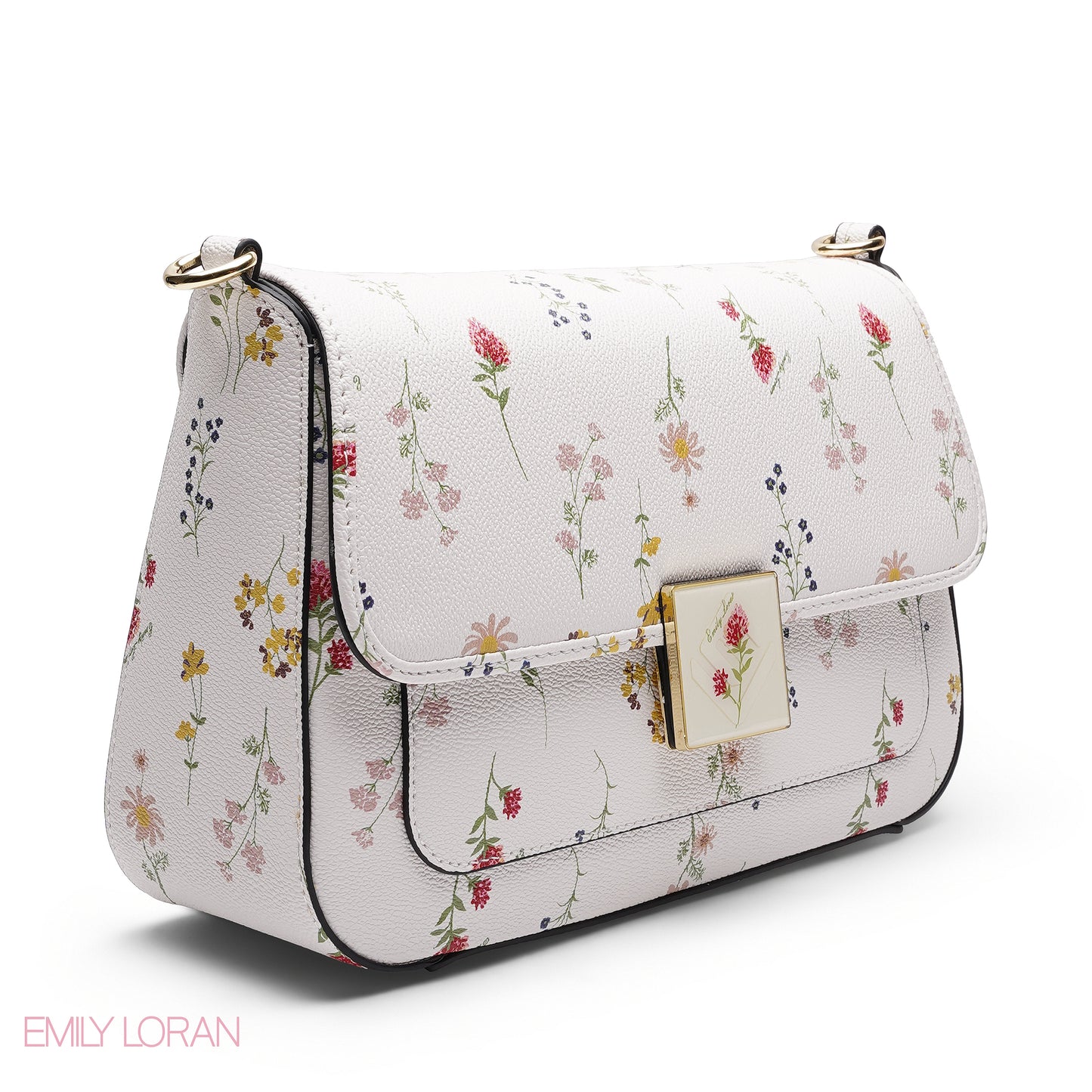 WHITE FLORAL FLAP CROSSBAG