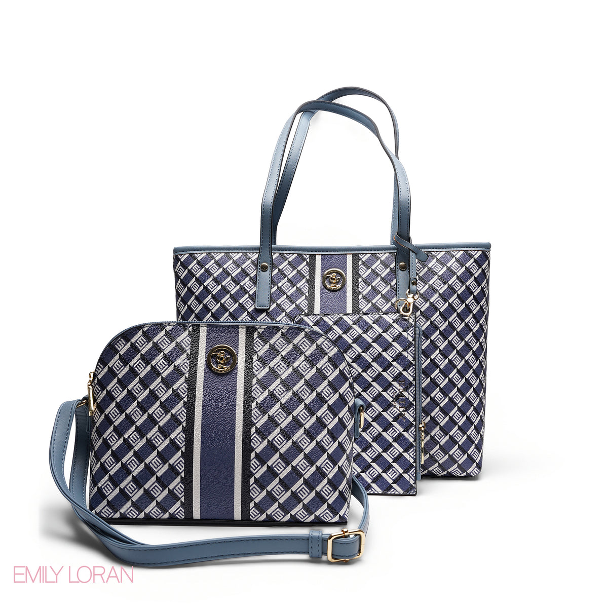 ELEGANT 3-PIECE MONOGRAM TOTE SET