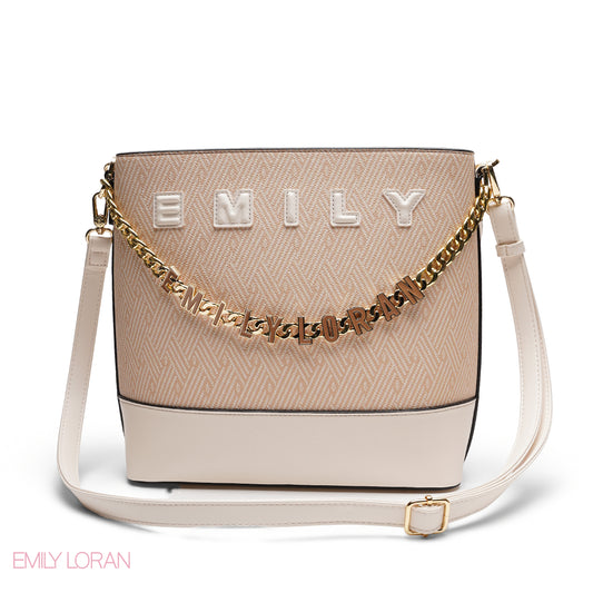 PEACH TOTE WITH GOLD CHAIN & STRAP - LARGE