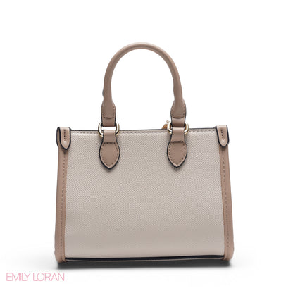 MINI FLORAL BEIGE BAG WITH GOLD METAL STRAP