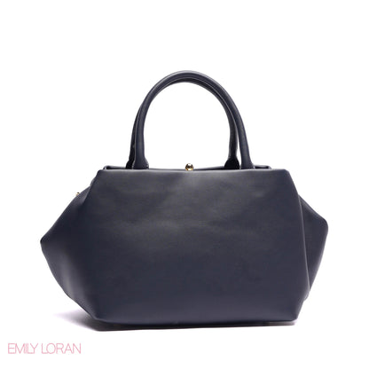 ELEGANT STRUCTURE SATCHEL WITH DETACHABLE STRAP AND GOLD CHARM - SMALL
