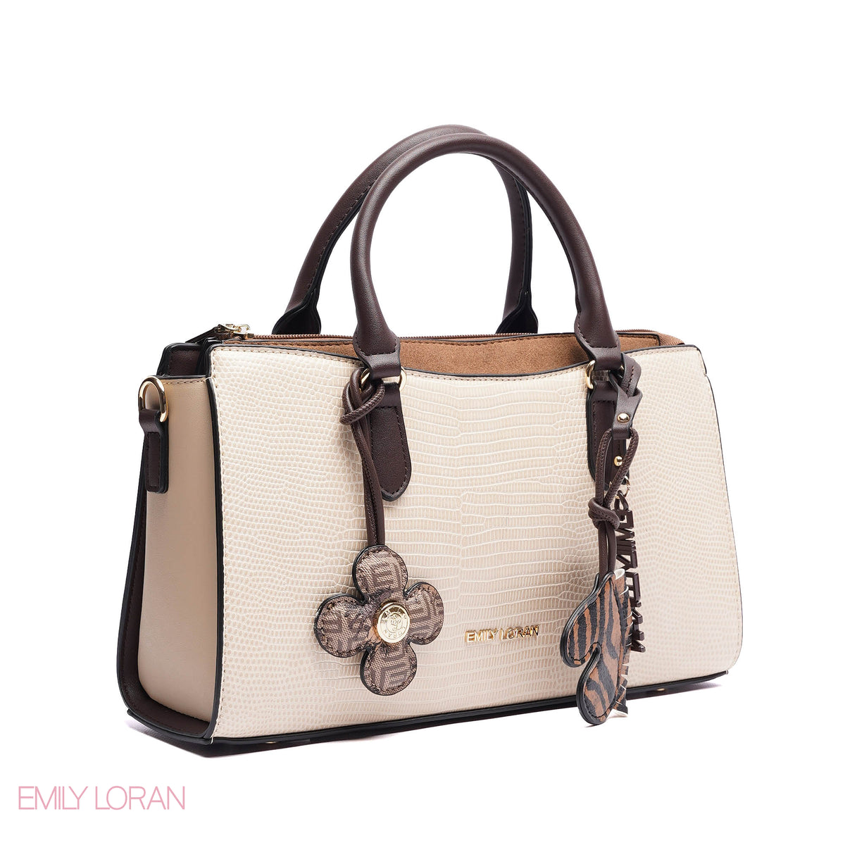 HANDBAG SOFT LEATHER TIGGER PRINT WITH SIMPLE TWO CHARM - SMALL