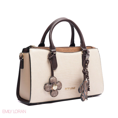 HANDBAG SOFT LEATHER TIGGER PRINT WITH SIMPLE TWO CHARM - SMALL
