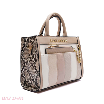 MULTI-TEXTURED PANELLED HANDBAG SET - SMALL