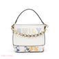 WHITE FLORAL TOTE WITH GOLD CHAIN & STRAP