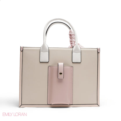 PINK TOTE BAG WITH SCARF AND POCKET