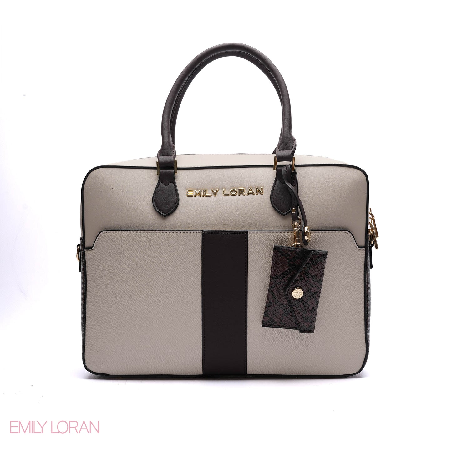 LAPTOP HANDBAG SNAKE PRINT WITH POUCH- LARGE