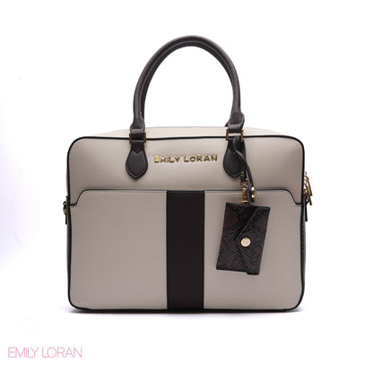 LAPTOP HANDBAG SNAKE PRINT WITH POUCH- LARGE