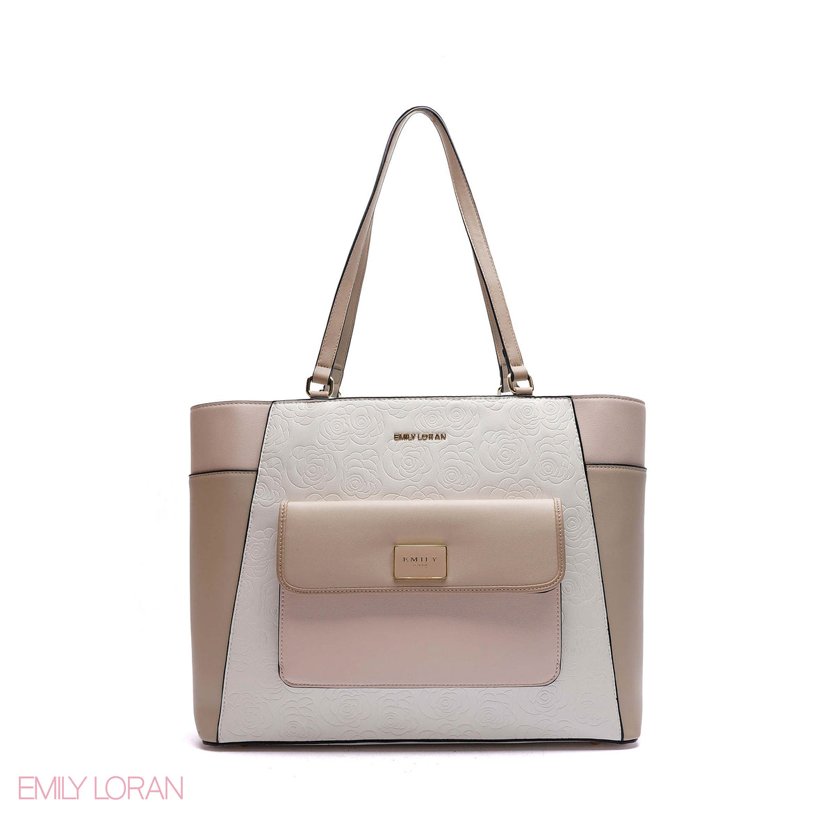 SHOULDER-BAG WITH FRONT POCKET AND FLOWER STRUCTURE - LARGE