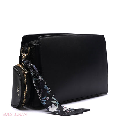 EMBOSSED FLORAL MULTI-TEXTURED CROSSBODY BAG