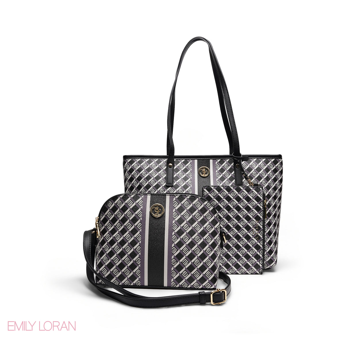 ELEGANT 3-PIECE MONOGRAM TOTE SET