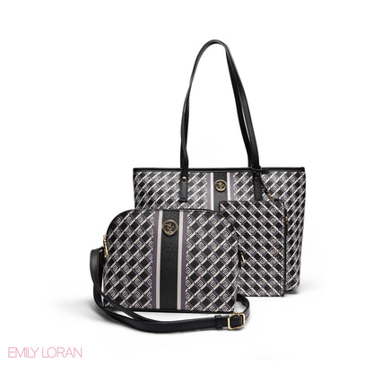 ELEGANT 3-PIECE MONOGRAM TOTE SET