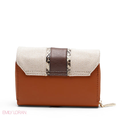 SNAKESKIN TRIM ZIP-AROUND BI-FOLD WALLET