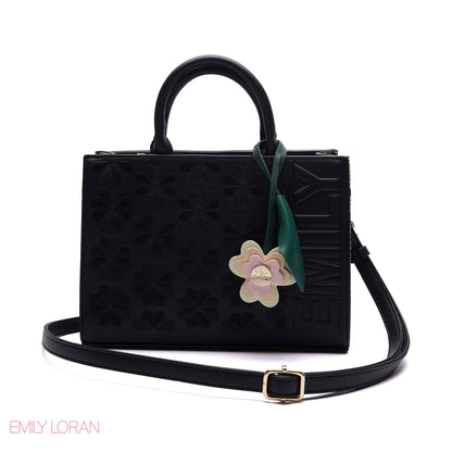 HANDBAG EMBOSSED BRAND DETAILING WITH CHARM - SMALL