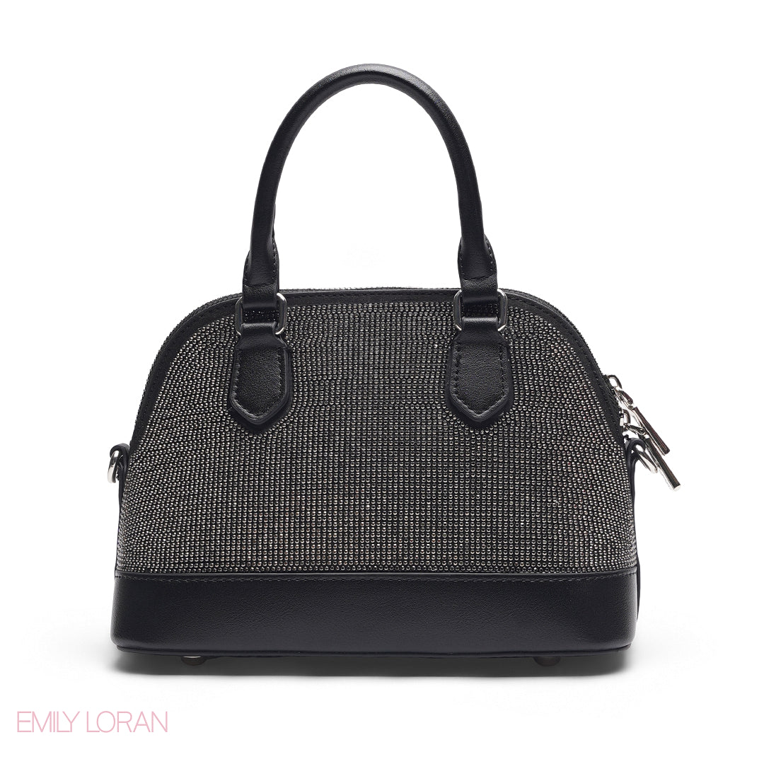 BLACK GLITTER DOME BAG