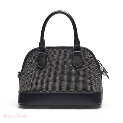 BLACK GLITTER DOME BAG