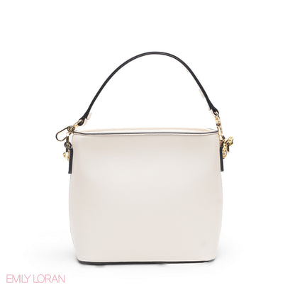 WHITE FLORAL TOTE WITH GOLD CHAIN & STRAP