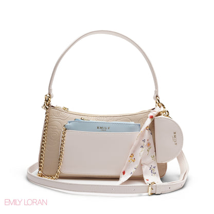 ELEGANT EMBOSSED SHOULDER BAG WITH POUCH
