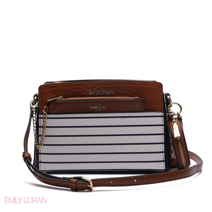 EMBOSSED FLORAL MULTI-TEXTURED CROSSBODY BAG