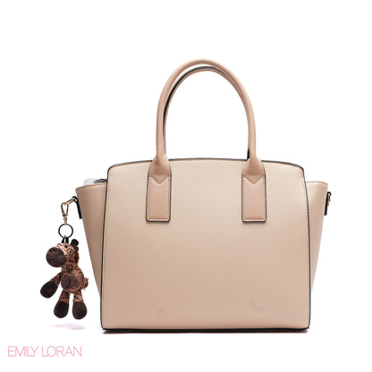 ELEGANT STRUCTURE TOTE BAG WITH ZEBRA CHARM - LARGE