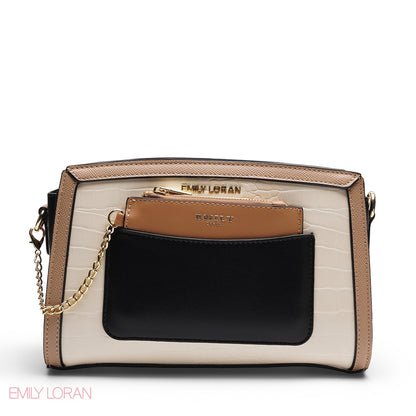 CHIC TRI-TONE CROSSBODY WITH POUCH BAG