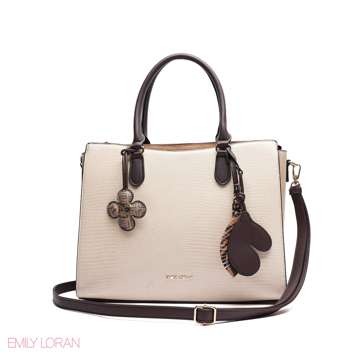 HANDBAG SOFT LEATHER WITH SIMPLE TWO CHARM - MEDIUM