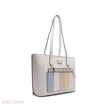 SHOULDER BAG PLANE LEATHER WITH MULTICOLORED POUCH - MEDIUM