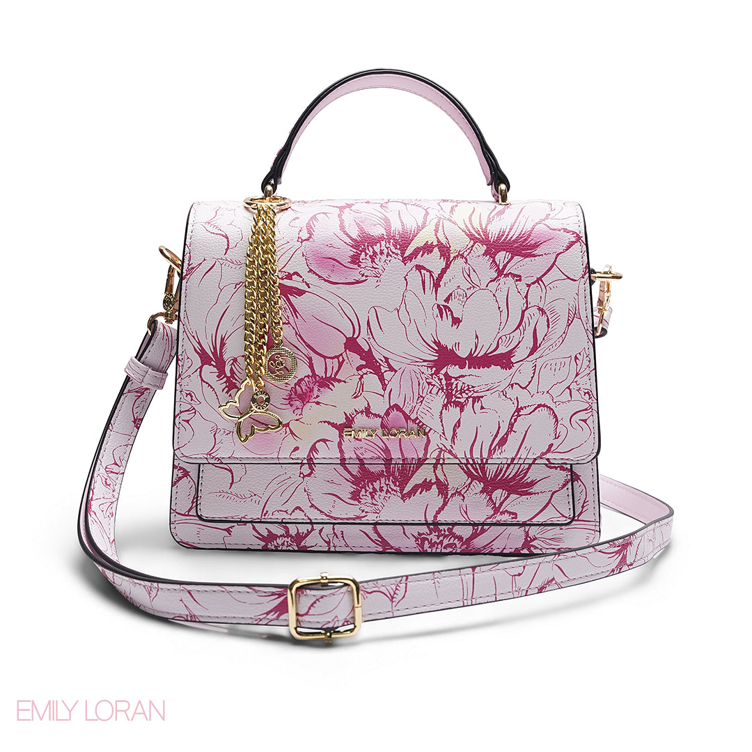 PINK FLORAL SATCHEL BAG