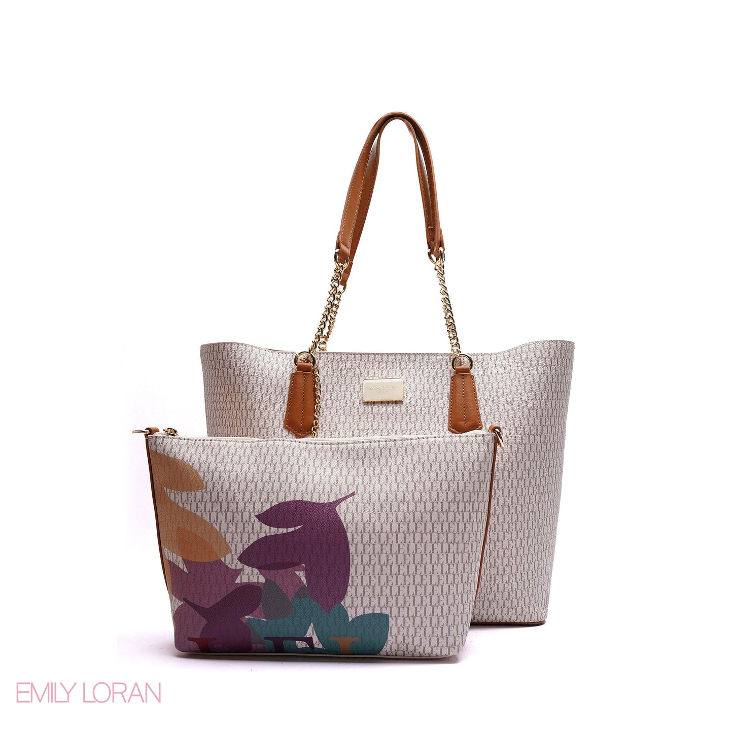 MONOGRAM SHOULDER BAG WITH PRINTED POUCH