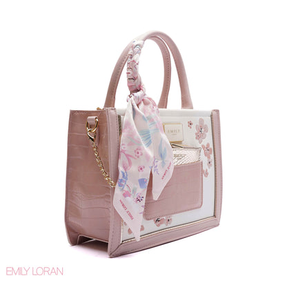 FLORAL EMBROIDERED HANDBAG WITH POUCH - SMALL