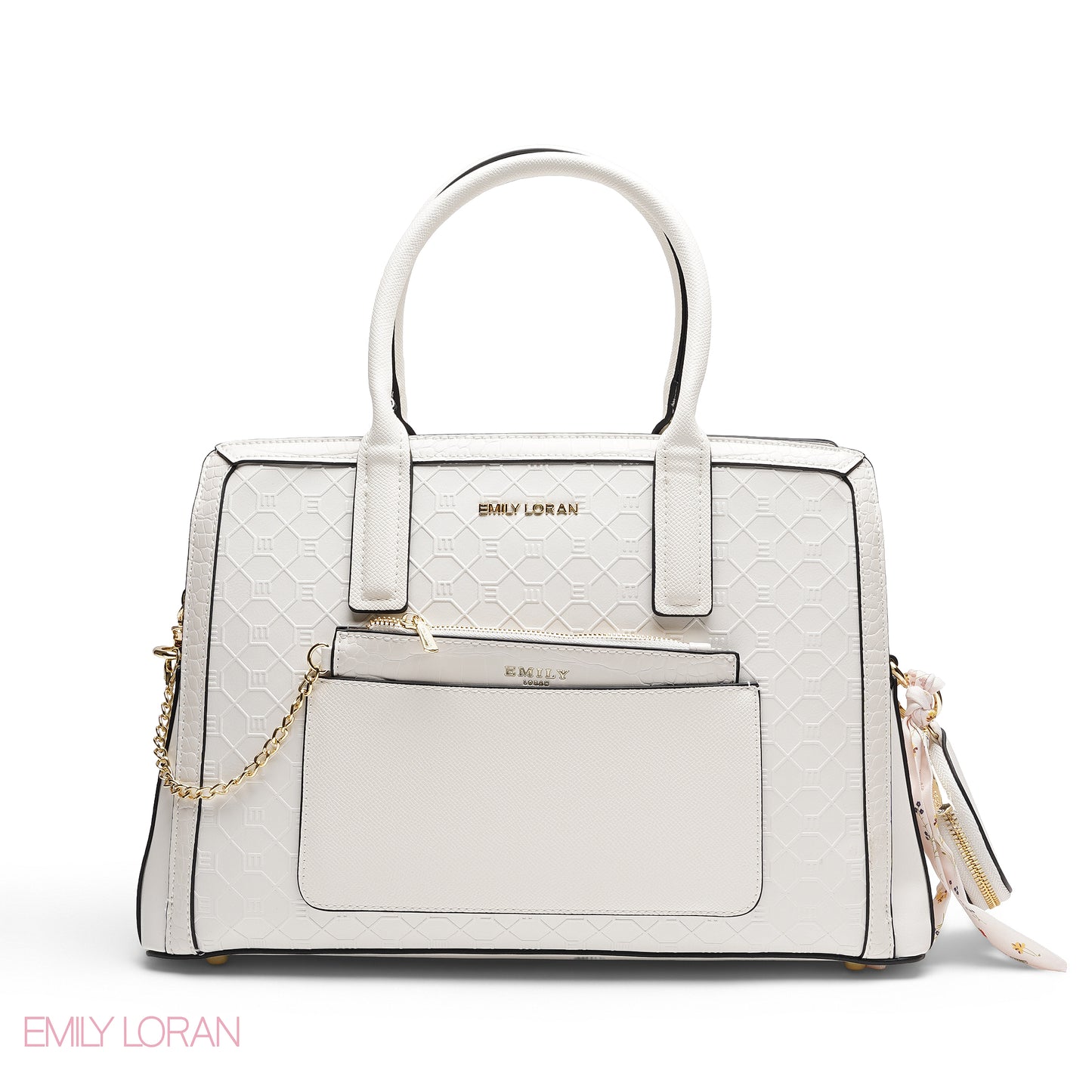 ELEGANT EMBOSSED TOTE WITH POUCH AND SCARF BAG