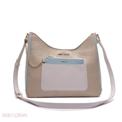EMBOSSED ROSE SHOULDER BAG SET