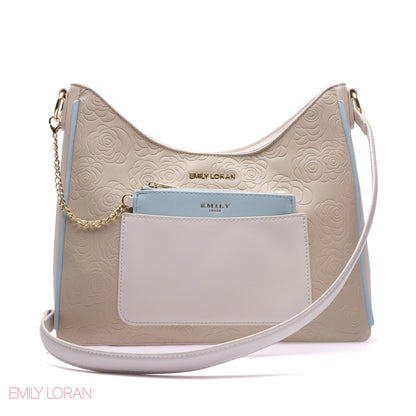 EMBOSSED ROSE SHOULDER BAG SET