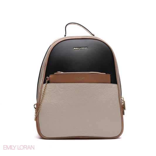 BACK BAG WITH FLOWER PRINT AND FRONT POUCH