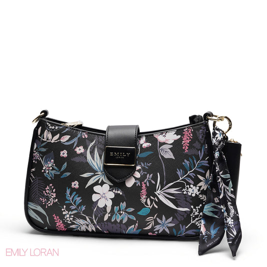 TEXTURED SHOULDER BAG WITH POUCH AND SCARF