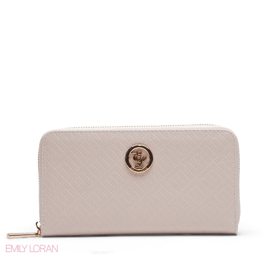 PINK QUILTED LOGO ZIP-AROUND WALLET