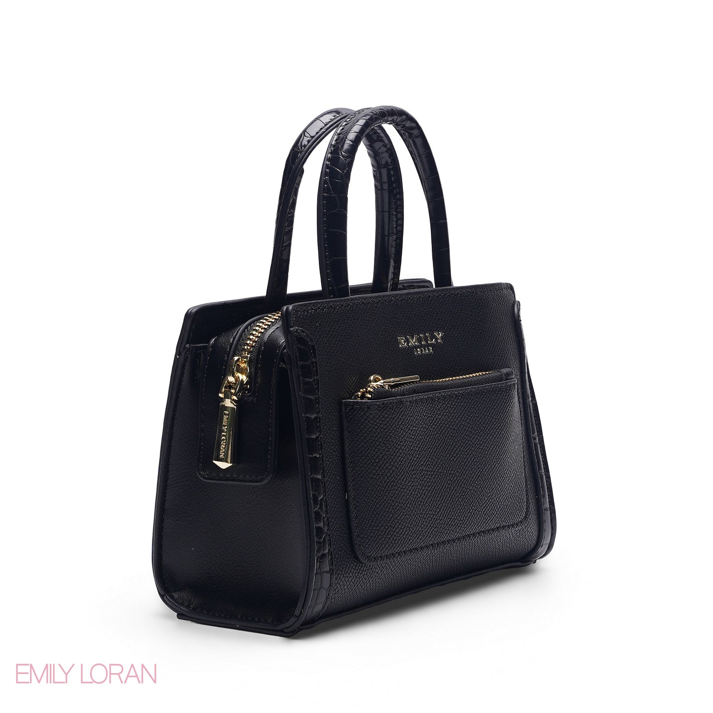 MINI BLACK SOLID BAG WITH GOLD CHAIN