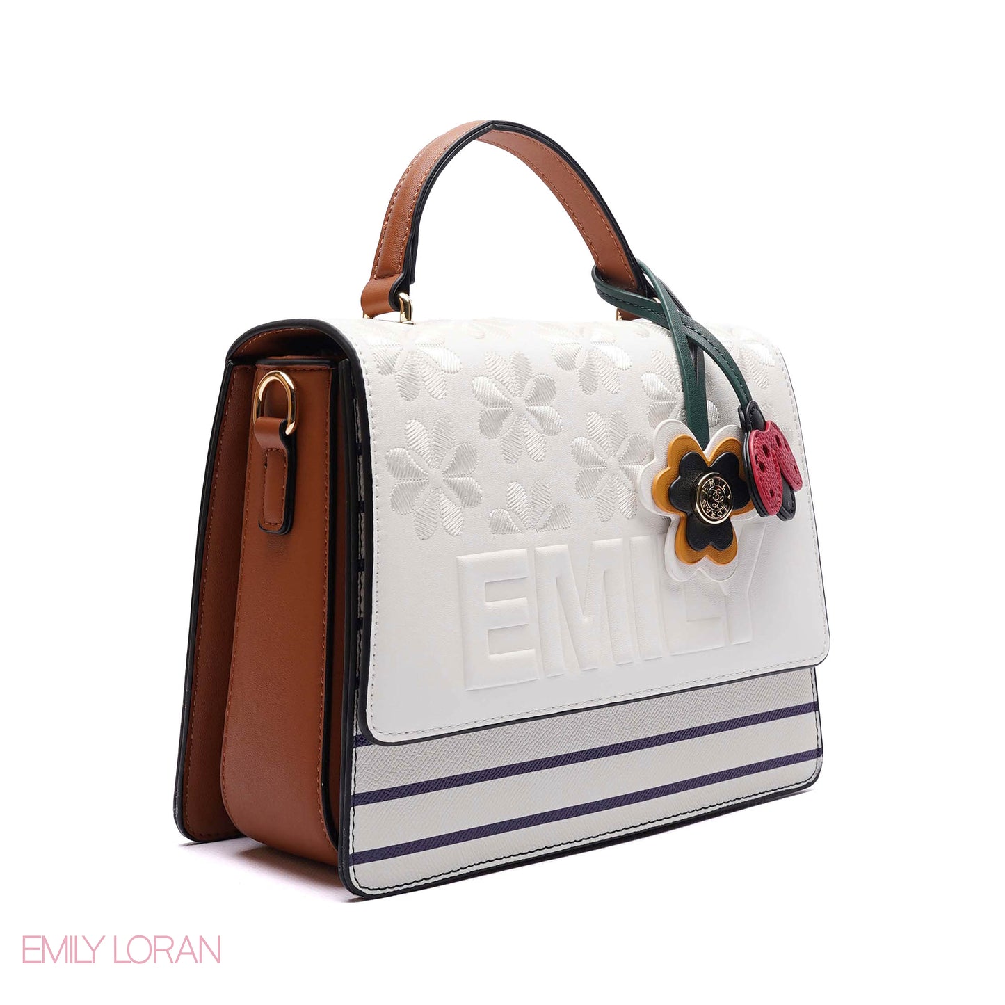 EMBOSSED FLORAL TOP-HANDLE SATCHEL BAG