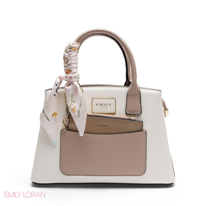 CHIC SATCHEL WITH POUCH AND SIGNATURE SCARF BAG