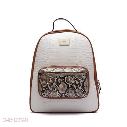 BACKPACK WITH SNACK ADJUSTABLE FRONT WALLET CROC LEATHER