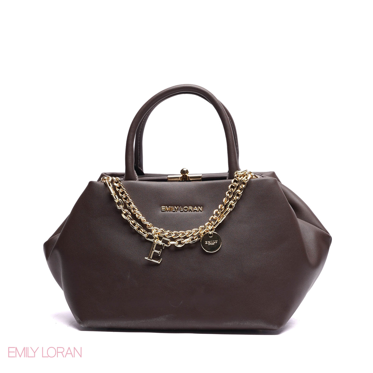 ELEGANT STRUCTURE SATCHEL WITH DETACHABLE STRAP AND GOLD CHARM - SMALL