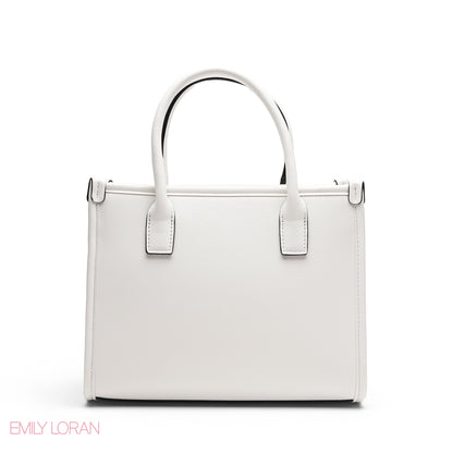 EMBOSSED METALLIC FLORAL TOP HANDLE TOTE BAG - SMALL