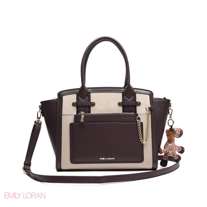 ELEGANT STRUCTURE TOTE BAG WITH ZEBRA CHARM - LARGE