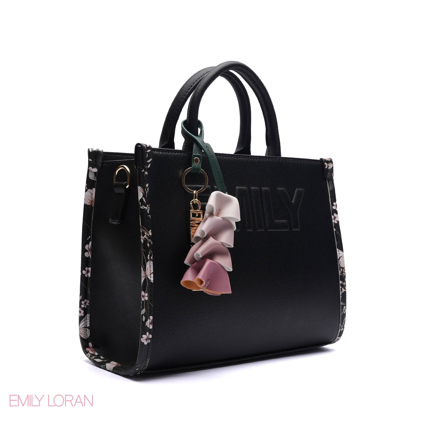 EMBOSSED LOGO TOTE BAG WITH TASSEL CHARM - SMALL