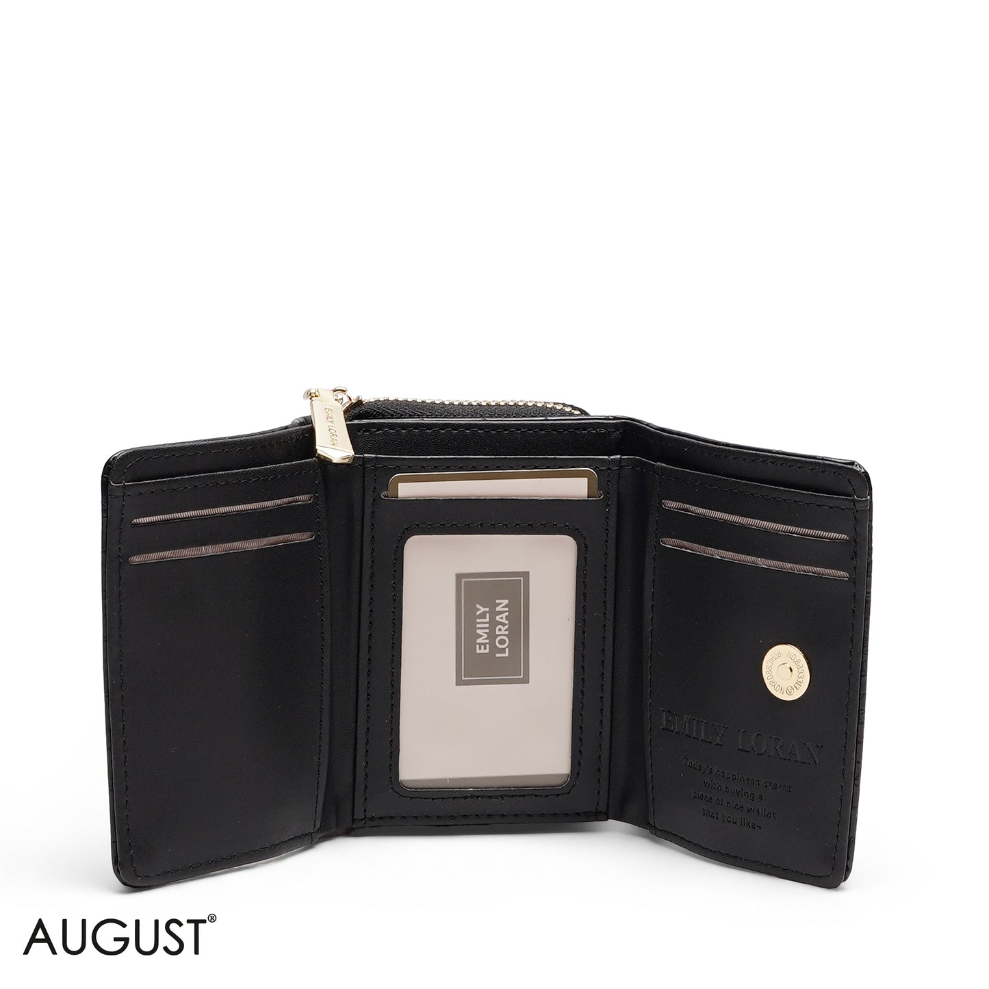 BLACK CROC LEATHER TRI-FOLD WALLET