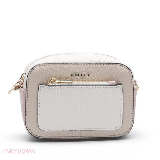 MINI BEIGE BAG WITH GOLD CHAIN
