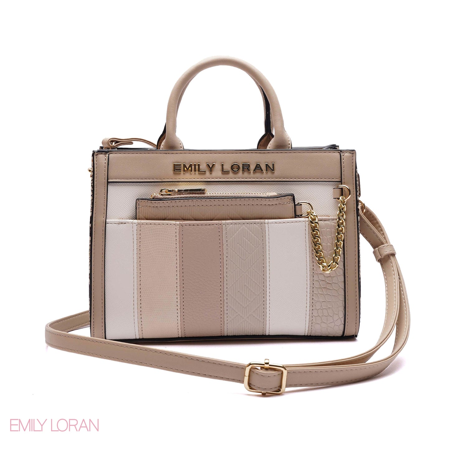 MULTI-TEXTURED PANELLED HANDBAG SET - SMALL